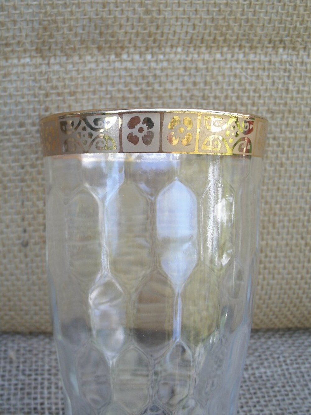 Vintage West Virginia Glass Optic 22K Gold Drink Glass Set of 3 - Picture 9 of 15